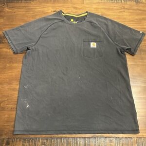 Carhartt Force Pocket T-Shirt Mens L‎ Black Relaxed Fit Faded Crew Neck *SPOTS